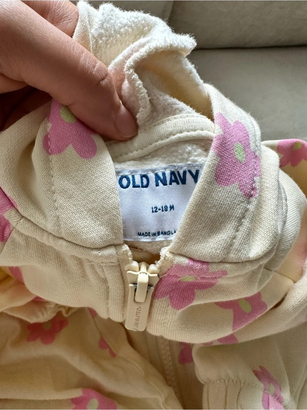 Cream & Pink Floral Baby Hoodie + Romper Set